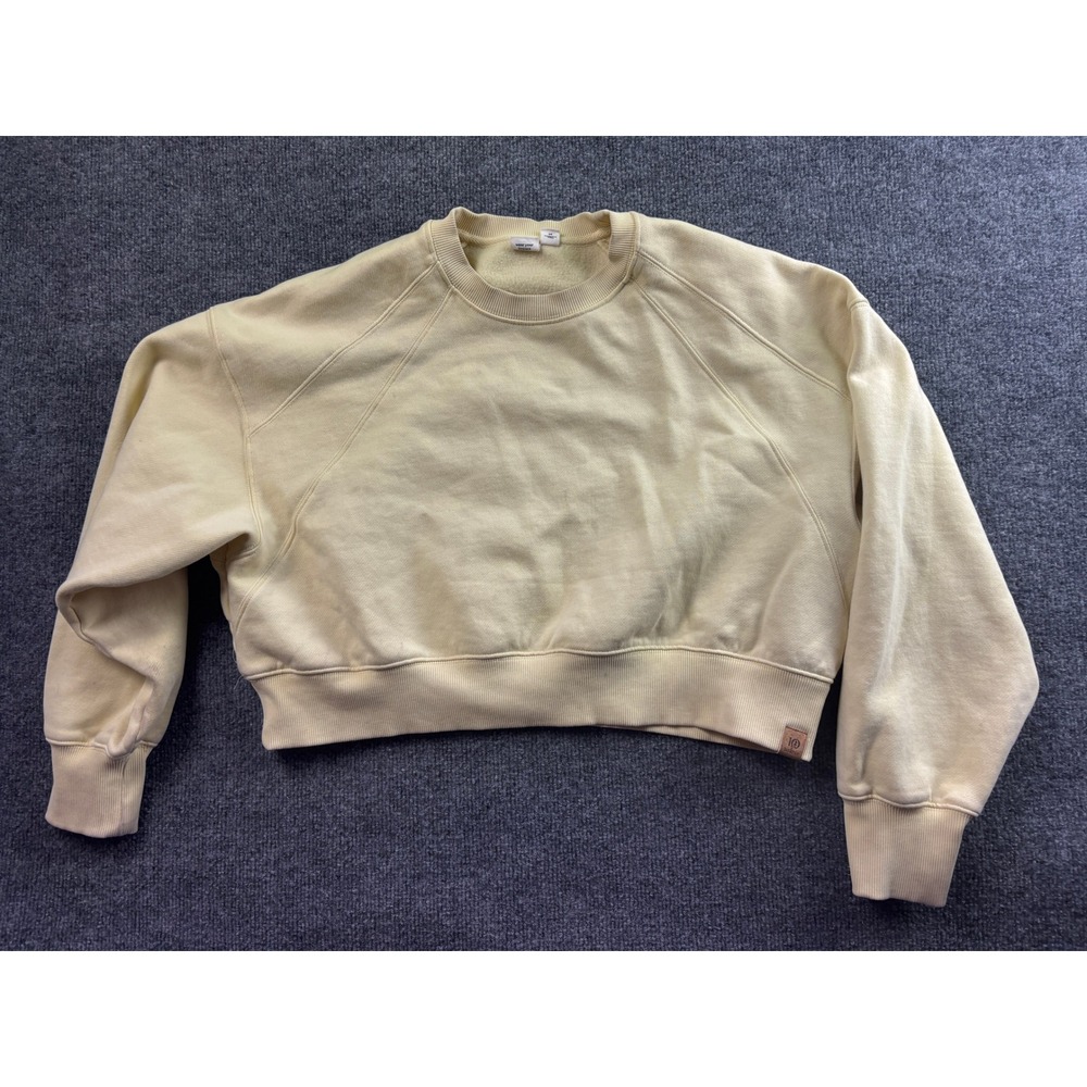 TenTree Sweatshirt Womens Medium Yellow Cropped Raglan Fleece Pullover TCW6238